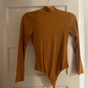 Mustard mock neck thong bodysuit - Medium